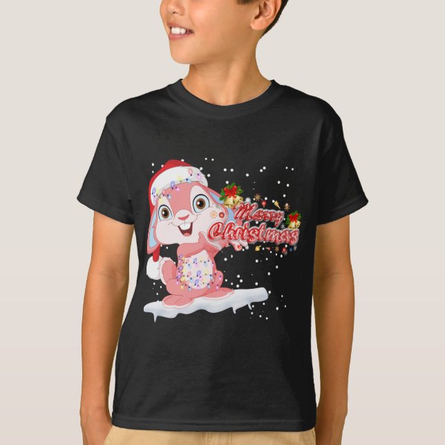 Xmas Lighting Tree Weihnachtsmannmütze Rabbit Bunn T-Shirt (Vorderseite)