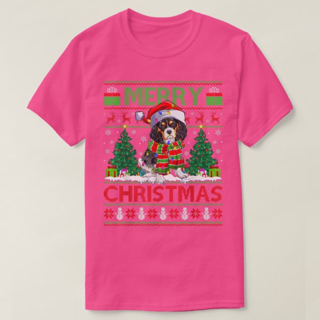 Xmas Lighting Ugly Cavalier King Charles Spaniel C T-Shirt (Design vorne)