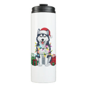 Xmas Lighting Weihnachtsmannmütze Alaskan Husky Do Thermosbecher