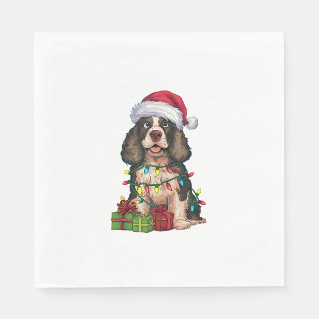 Xmas Lighting Weihnachtsmannmütze Alaskan Malamute Serviette (Vorderseite)
