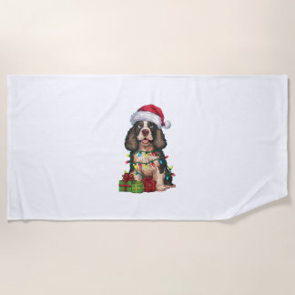 Xmas Lighting Weihnachtsmannmütze Alaskan Malamute Strandtuch