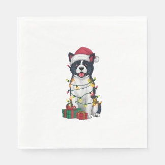 Xmas Lighting Weihnachtsmannmütze American Akita D Serviette