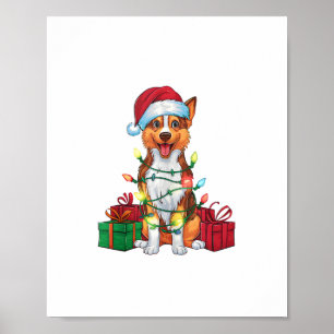 Xmas Lighting Weihnachtsmannmütze Australian Kelpi Poster
