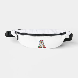 Xmas Lighting Weihnachtsmannmütze Australian Sheph Bauchtasche