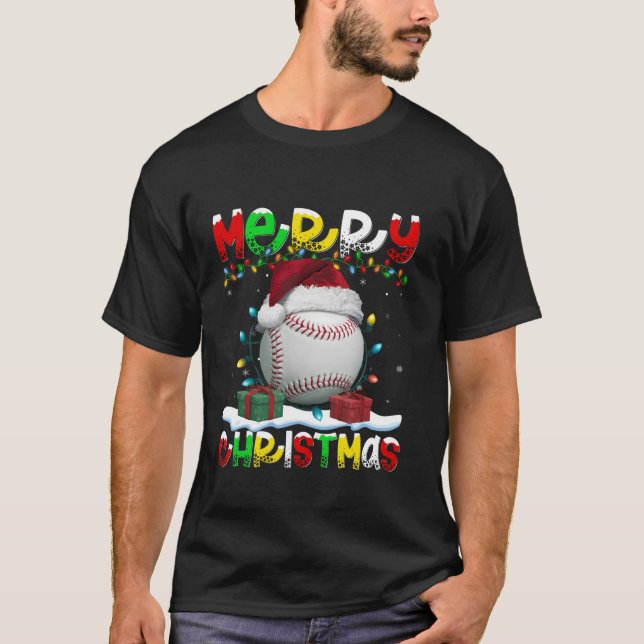 Xmas Lighting Weihnachtsmannmütze Baseball Frohe W T-Shirt (Vorderseite)