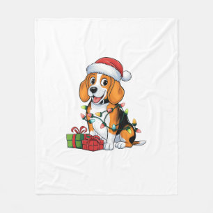 Xmas Lighting Weihnachtsmannmütze Beagle Weihnacht Fleecedecke