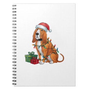 Xmas Lighting Weihnachtsmannmütze Bloodhound Dog W Notizblock