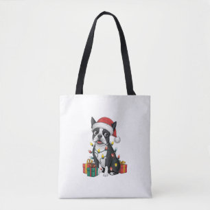 Xmas Lighting Weihnachtsmannmütze Boston Terrier D