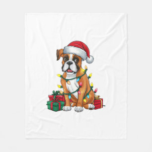 Xmas Lighting Weihnachtsmannmütze Boxer Dog Weihna Fleecedecke