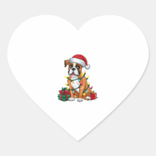 Xmas Lighting Weihnachtsmannmütze Boxer Dog Weihna Herz-Aufkleber