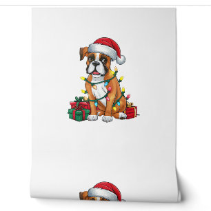 Xmas Lighting Weihnachtsmannmütze Boxer Dog Weihna Tapete