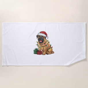 Xmas Lighting Weihnachtsmannmütze Bullmastiff Dog Strandtuch