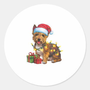 Xmas Lighting Weihnachtsmannmütze Cairn Terrier Do Runder Aufkleber