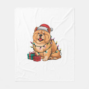 Xmas Lighting Weihnachtsmannmütze Chow Chow Dog We Fleecedecke