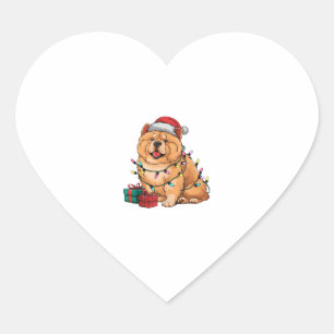 Xmas Lighting Weihnachtsmannmütze Chow Chow Dog We Herz-Aufkleber