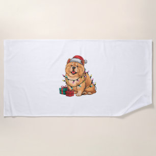 Xmas Lighting Weihnachtsmannmütze Chow Chow Dog We Strandtuch
