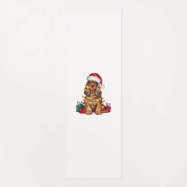 Xmas Lighting Weihnachtsmannmütze Cocker Spaniel D Yogamatte (Vorderseite)