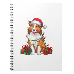 Xmas Lighting Weihnachtsmannmütze Collie Dog Weihn Notizblock