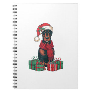 Xmas Lighting Weihnachtsmannmütze Doberman Dog Wei Notizblock