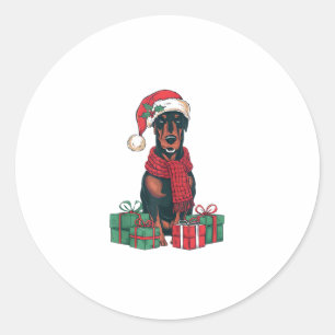 Xmas Lighting Weihnachtsmannmütze Doberman Dog Wei Runder Aufkleber