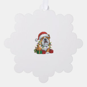 Xmas Lighting Weihnachtsmannmütze Englisch Bulldog Ornament Karte