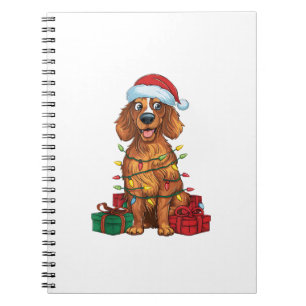 Xmas Lighting Weihnachtsmannmütze English Setter D Notizblock