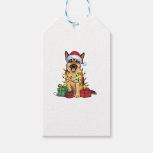 Xmas Lighting Weihnachtsmannmütze German Shepherd Geschenkanhänger