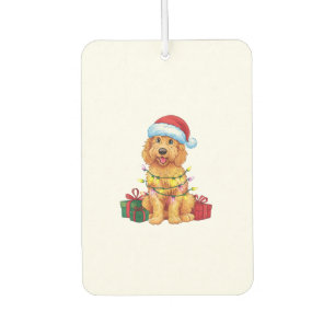 Xmas Lighting Weihnachtsmannmütze Goldendoodle Dog Autolufterfrischer
