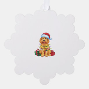 Xmas Lighting Weihnachtsmannmütze Goldendoodle Dog Ornament Karte