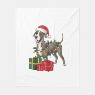 Xmas Lighting Weihnachtsmannmütze Great Dane Dog W Fleecedecke