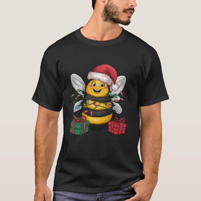 Xmas Lighting Weihnachtsmannmütze Humble Bee Weihn T-Shirt (Vorderseite)