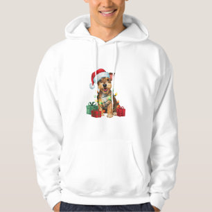 Xmas Lighting Weihnachtsmannmütze Jagdterers Dog W Hoodie