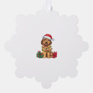 Xmas Lighting Weihnachtsmannmütze Labradoodle Dog Ornament Karte