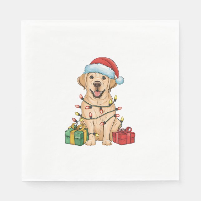 Xmas Lighting Weihnachtsmannmütze Labrador Retriev Serviette (Vorderseite)
