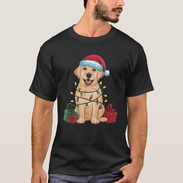Xmas Lighting Weihnachtsmannmütze Labrador Retriev T-Shirt (Vorderseite)