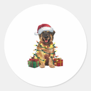 Xmas Lighting Weihnachtsmannmütze Leonberger Dog C Runder Aufkleber