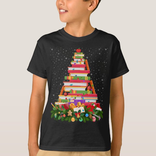 Xmas Lighting Weihnachtsmannmütze Librarian Book C T-Shirt (Vorderseite)