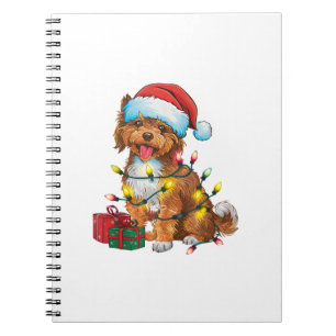 Xmas Lighting Weihnachtsmannmütze Lowchen Dog Weih Notizblock