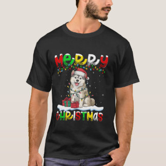 Xmas Lighting Weihnachtsmannmütze Malamute Dog Mer T-Shirt