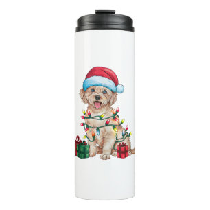 Xmas Lighting Weihnachtsmannmütze Malteser Hund We Thermosbecher