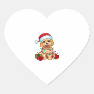 Xmas Lighting Weihnachtsmannmütze Maltipoo Dog Wei Herz-Aufkleber