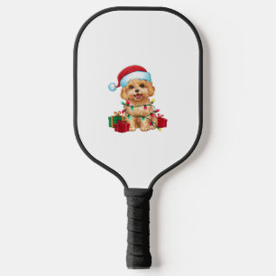 Xmas Lighting Weihnachtsmannmütze Maltipoo Dog Wei Pickleball Schläger
