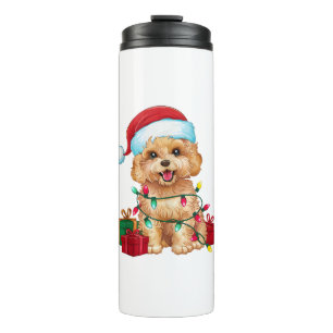 Xmas Lighting Weihnachtsmannmütze Maltipoo Dog Wei Thermosbecher
