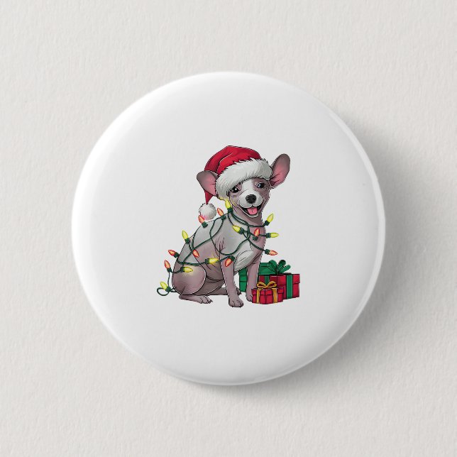 Xmas Lighting Weihnachtsmannmütze Mexican Hairless Button (Vorderseite)