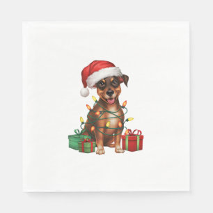 Xmas Lighting Weihnachtsmannmütze Miniatur Pinsche Serviette