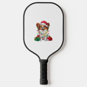 Xmas Lighting Weihnachtsmannmütze Papillon Dog Wei Pickleball Schläger