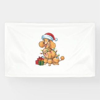 Xmas Lighting Weihnachtsmannmütze Poodle Dog Weihn Banner
