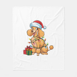 Xmas Lighting Weihnachtsmannmütze Poodle Dog Weihn Fleecedecke