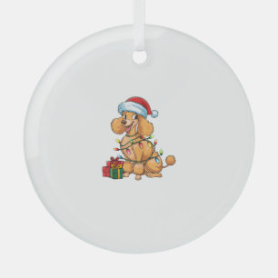 Xmas Lighting Weihnachtsmannmütze Poodle Dog Weihn Ornament Aus Glas