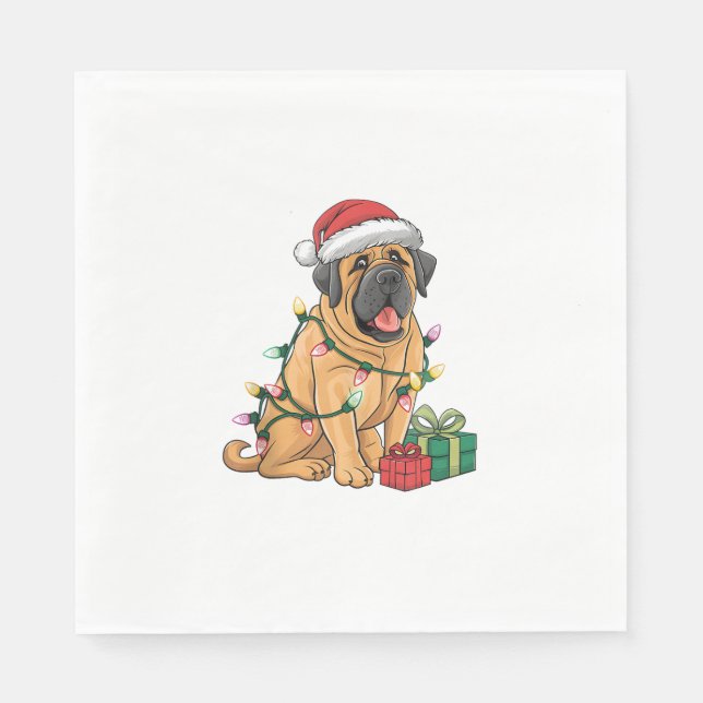 Xmas Lighting Weihnachtsmannmütze Pyrenean Mastiff Serviette (Vorderseite)
